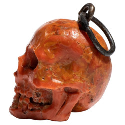 Antique Silver Memento Mori Skull Pendant Necklace, Italy Circa 1780s