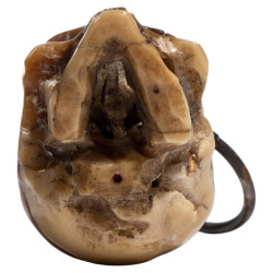 Victorian Silver and Agate Skull Pendant Necklace, Italy Circa 1850s