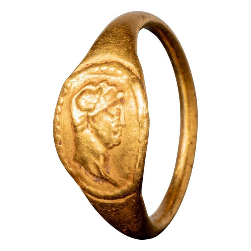 Hellenistic 22k Gold Signet Ring with Ruler Bust, Greece, Circa 300 BC