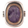Blackened Silver Gold Amethyst Ring Depicting Musical Instrument 1st Century