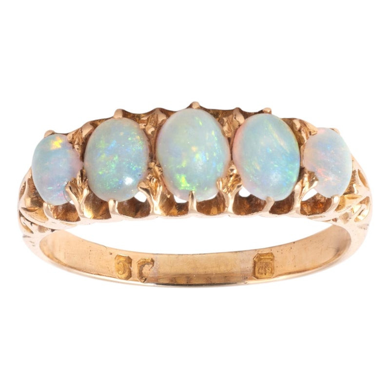 Victorian 18ct Gold Opal Five Stone Ring
