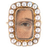 Gold Mounted Lover’s Eye Miniature Ring with Pearls, Circa 1790