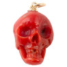 Antique 1970s Yellow Gold Red Coral Skull Pendant Necklace, 2.5cm