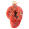 Antique 1970s Yellow Gold Red Coral Skull Pendant Necklace, 2.5cm