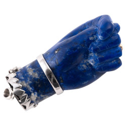 Large Antique Lapis Lazuli Diamond Figa Hand Charm Pendant, 1970s