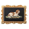 19th century Antique 18kt Yellow Gold Micro-Mosaic Dog Brooch