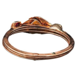 Italian 18K Gold Gimmel Fede Ring with Diamond and Ruby, Circa 1790