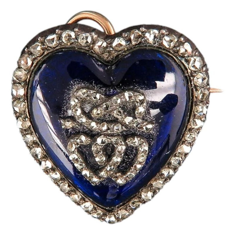 Victorian 18ct Gold Rose Cut Diamond Heart Brooch Pendant, 1890