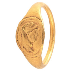 Hellenistic 22k Gold Signet Ring with Ruler Bust, Greece, Circa 300 B.C.