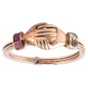 Italian 18k Gold Gimmel Fede Ring with Diamond and Ruby, circa 1790