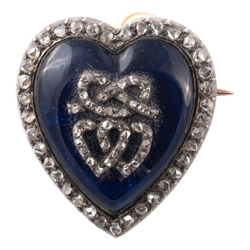 Victorian 18ct Gold Rose Cut Diamond Heart Brooch Pendant, 1890