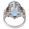 Vintage 11ct Aquamarine Cabochon Diamond Ring, Platinum, Circa 1970