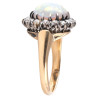 Late 19th Century 18kt Gold Opal Cabochon Diamond Cluster Ring, Italy