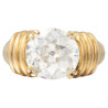 Art Deco 4.28ct Cushion Cut Diamond Ring, 18K Yellow Gold, France