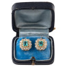 Antique 18kt Yellow Gold Colombian Emerald and Diamond Stud Earrings, Circa 1870