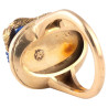 Vintage 1970s Italian 18kt Gold Lapis Lazuli Skull Ring with Diamonds