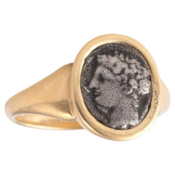 18kt Yellow Gold Setting And Greek Massalia Silver Coin Ring, Circa 350-220 BC