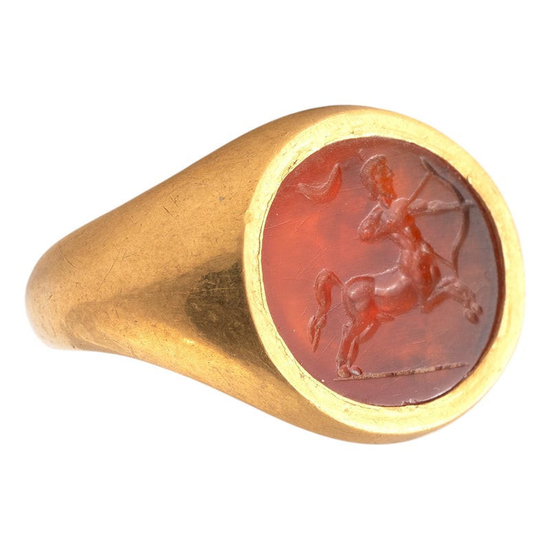 Roman Gold Ring with Carnelian Intaglio of Centaur 2nd Century AD