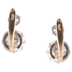Antique Italian 18K Gold & Platinum 2.60 Carat Old-Cut Diamond Earrings, c. 1900