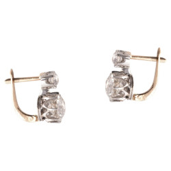 Antique Italian 18K Gold & Platinum 2.60 Carat Old-Cut Diamond Earrings, c. 1900