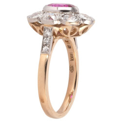 Vintage 1.95ct Burma Ruby And Old Cut Diamond Cluster Ring