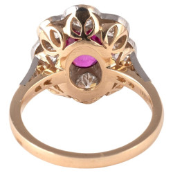 Vintage 1.95ct Burma Ruby And Old Cut Diamond Cluster Ring
