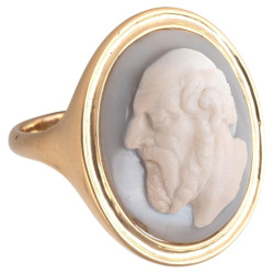 Cameo Of A Greek Philosopher Mounted In Gold Ring Late 18th Century