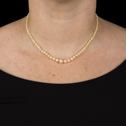 Natural Pearl Necklace with White Gold & Platinum, Circa 1910