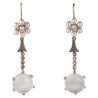 Antique Early 1900s Platinum Gold Pearl Diamond Moonstone Earrings