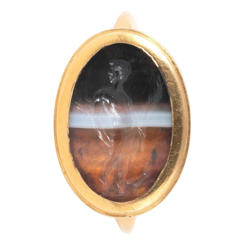 Italic Banded Agate Ringstone with Hermes circa 1st century BC