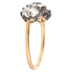 Antique 2.9 ct Old Mine & European-Cut Diamond Three-Stone Ring, 1890