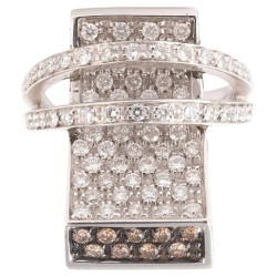 Retro 18kt White Gold Ring with 2.12ct White & 1.26ct Cognac Diamonds