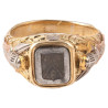 Antique Neo-Gothic Knight's Ring Platinum and Bicolored Gold circa 1850