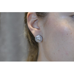 Art Deco Platinum 8.4ct Old European Cut Diamond Stud Earrings, 1930s