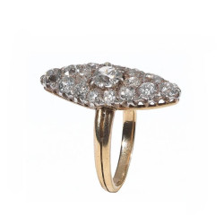 French Diamond Silver Gold Cluster Ring