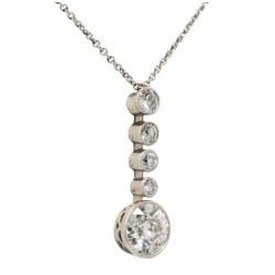 Art Deco Diamond Pendant Necklace, Platinum & White Gold, Italy, 1920