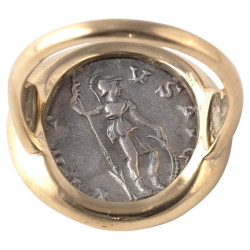 Gold Signet Ring with Silver Denarius of Severus Alexander, 222-228 CE