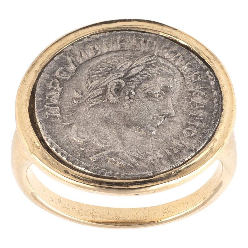 Gold Signet Ring with Silver Denarius of Severus Alexander, 222-228 CE