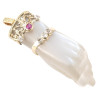 Large Vintage Moonstone Burma Ruby & Diamond Figa Hand Pendant, 1970s