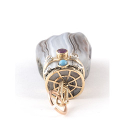 Large Vintage Brown Agate & Diamond Figa Hand Pendant, 1970s