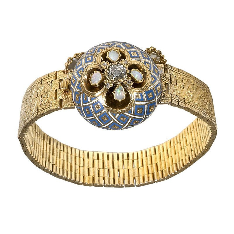 Gold Diamond and Enamel Nicholas I Bracelet, Russia 1843