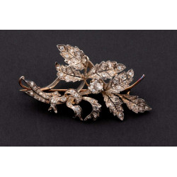 Antique Flower Silver and Gold Diamond Brooch