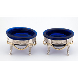 Late 19th Century of Pair of French Silver Salt Cellars