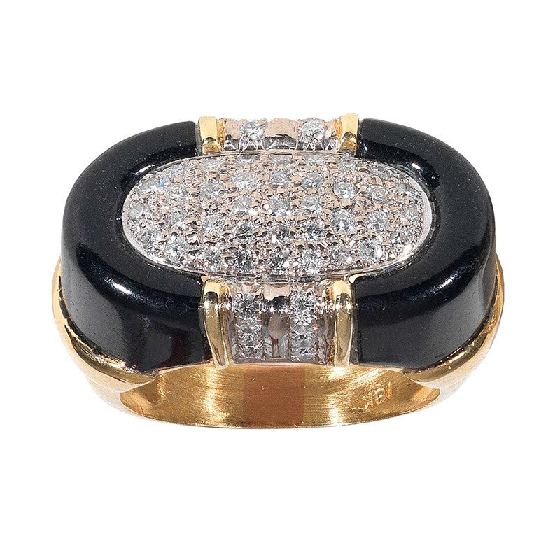 Onyx Diamond Gold Ring