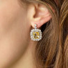 Art Deco French Old Cut Diamond and Citrine Earrings Circa 1920