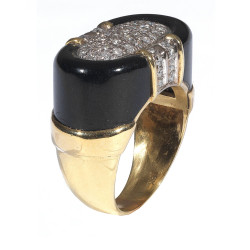 Onyx Diamond Gold Ring