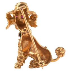 Gold Novelty Poodle Brooch Circa 1970