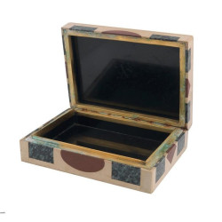 Multi-Gemstone Intarsia Box Made in Florence, Italy