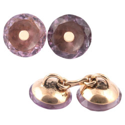 Pair of Amethyst and 18kt Gold Cufflinks