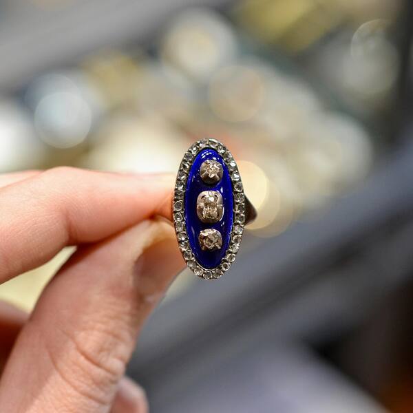 An Enamel and Rose Cut Diamond Ring Late 18th Century #bernardo